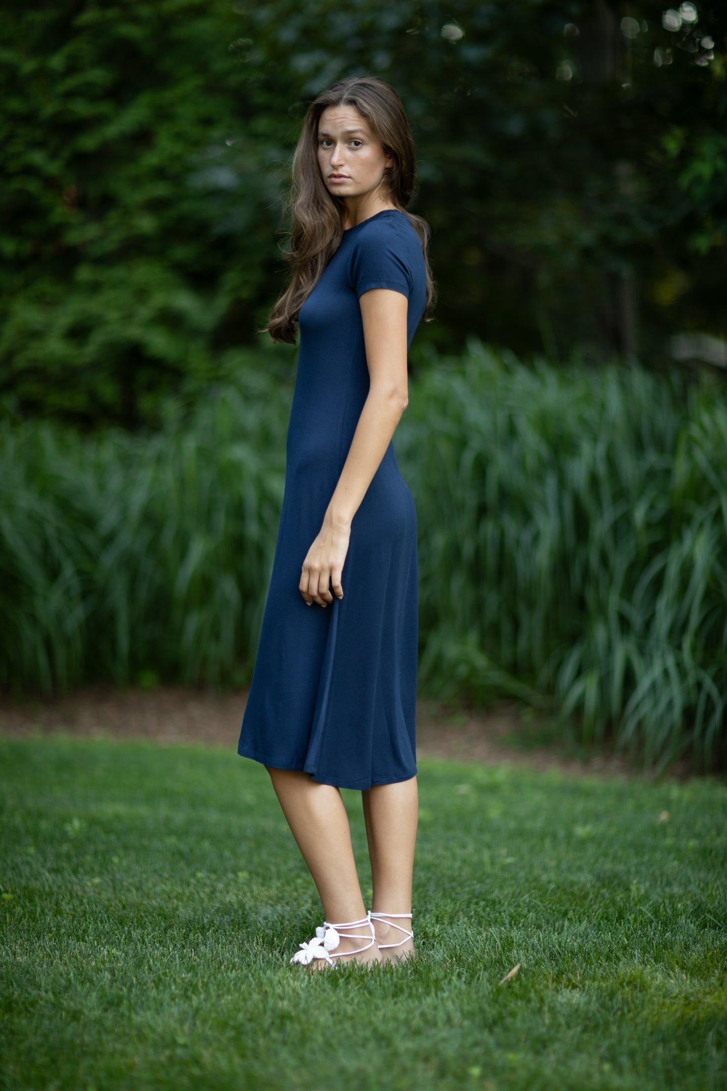 Allure Dress Solid Navy